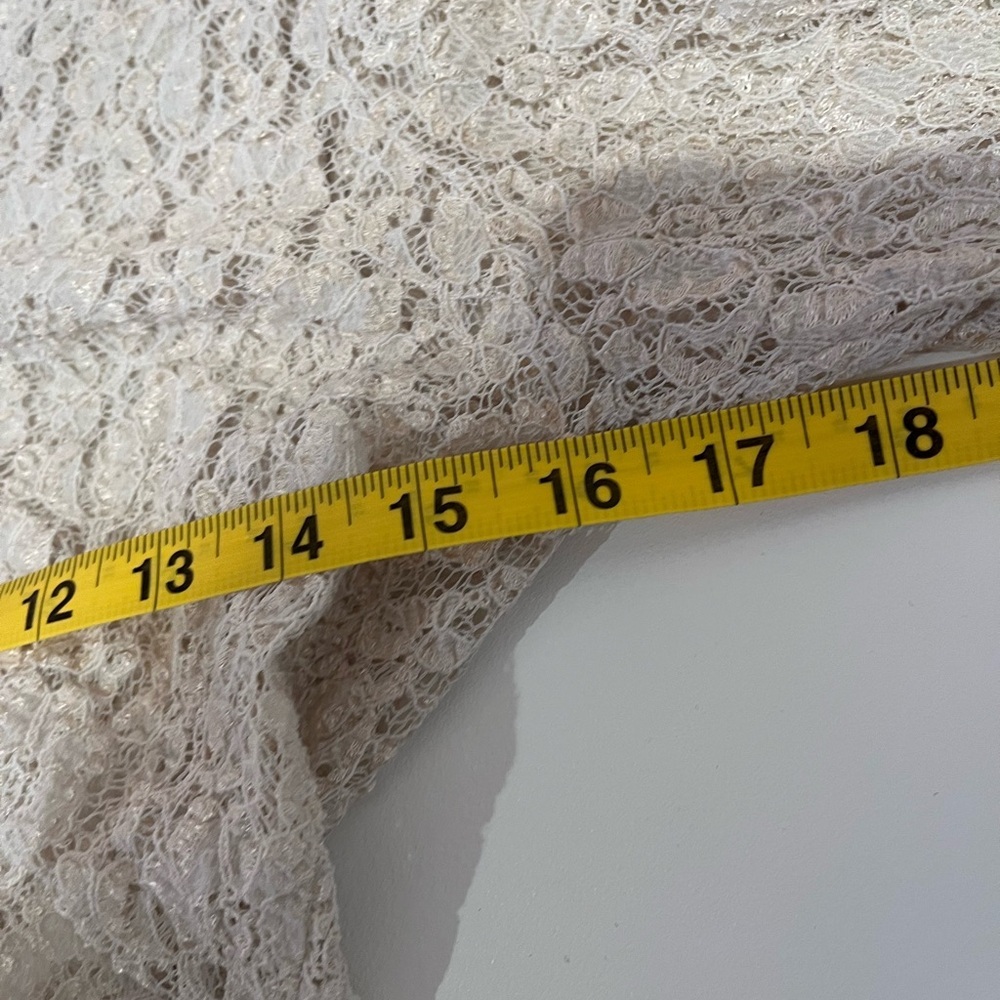 Free People Lace Babydoll Tunic Button Sheer Mini Dress Romantic Coquette Medium - Picture 9 of 10